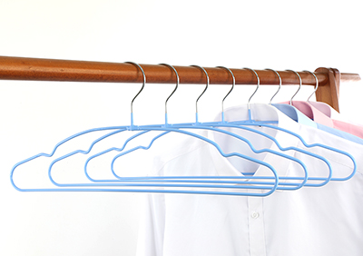  Adult Heavy Duty Non-Slip Blue Vinyl Coating Metal Shirt Hangers with Pants Bar