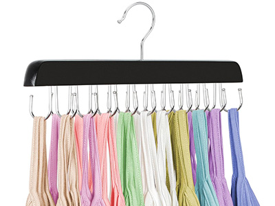 TOPIA HANGER Bra Hanger for Closet, Tank Top Hangers 20 Hooks Capacity Foldable Wood Space Saving Hangers Closet Organizer for Tank Top, Bra, Scarf, Belt, Tie etc - CT46B